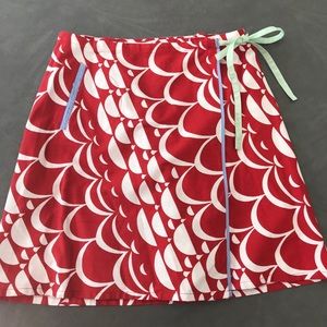 Anthropologie Sitwell Wrap Red/White Skirt 8 EUC